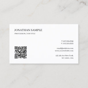 Elegant Professional Simple Custom Text QR Code Business Card