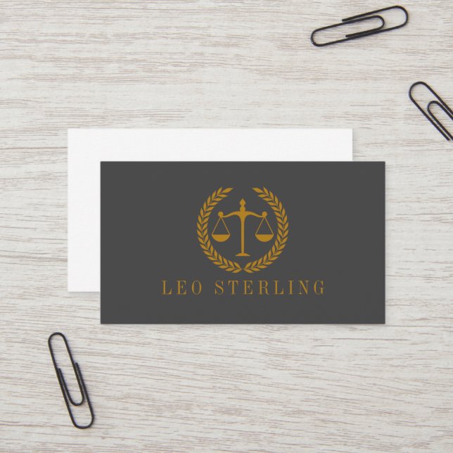 Elegant Professional Simple Minimalist Lawyer  Business Card (Front/Back In Situ)