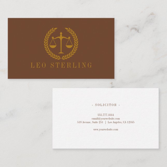 Elegant Professional Simple Minimalist Lawyer  Business Card (Front/Back)