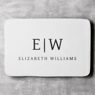 Elegant Professional Simple Monogram Minimalist Bath Mat