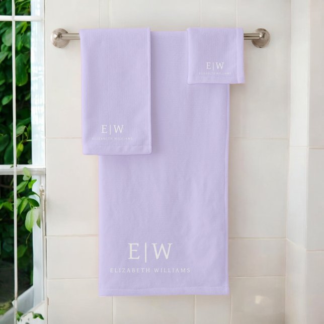 Elegant Professional Simple Monogram Minimalist Bath Towel Set (Creator Uploaded)