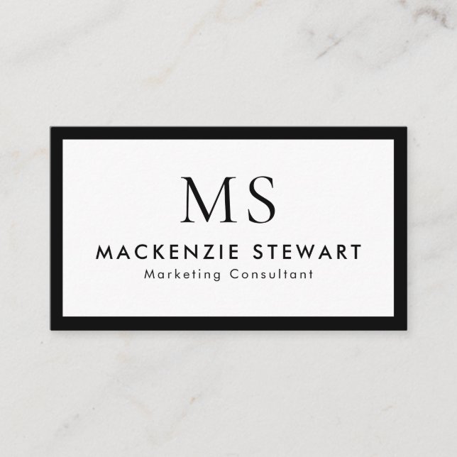 Elegant Professional Simple Monogram Minimalist Business Card (Front)