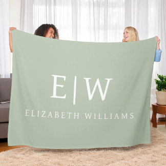 Elegant Professional Simple Monogram Minimalist Fleece Blanket