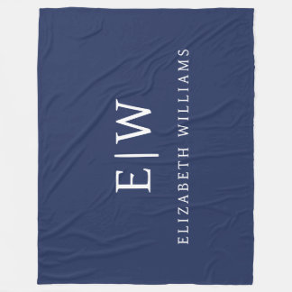 Elegant Professional Simple Monogram Minimalist Fleece Blanket