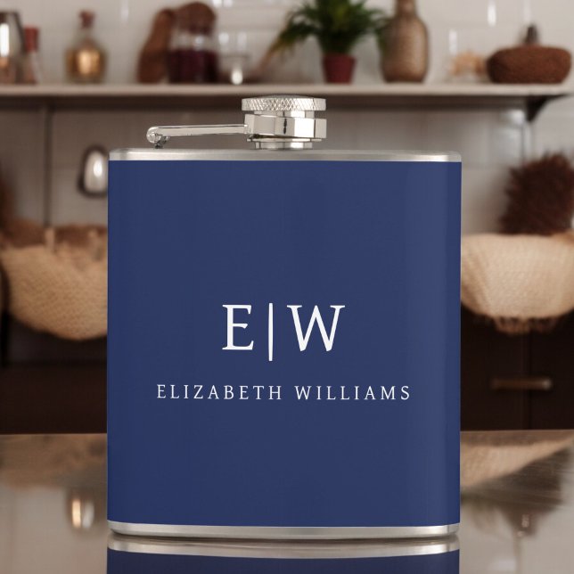 Elegant Professional Simple Monogram Minimalist Hip Flask (Creator Uploaded)