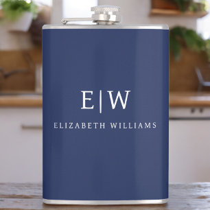 Elegant Professional Simple Monogram Minimalist Hip Flask