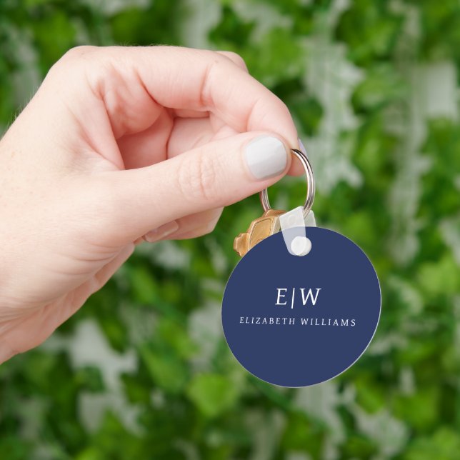Elegant Professional Simple Monogram Minimalist Key Ring (Hand)