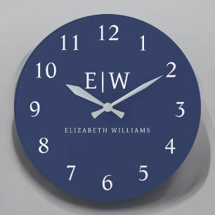 Elegant Professional Simple Monogram Minimalist Large Clock