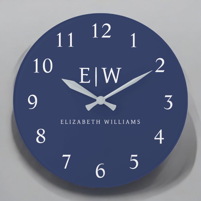 Elegant Professional Simple Monogram Minimalist Large Clock (Creator Uploaded)