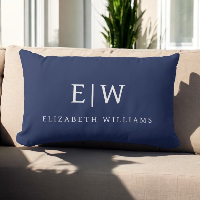 Elegant Professional Simple Monogram Minimalist Lumbar Cushion (Creator Uploaded)