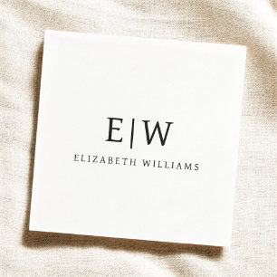 Elegant Professional Simple Monogram Minimalist Napkin