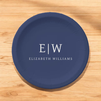 Elegant Professional Simple Monogram Minimalist Paper Plate
