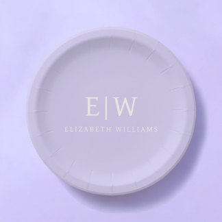 Elegant Professional Simple Monogram Minimalist Paper Plate