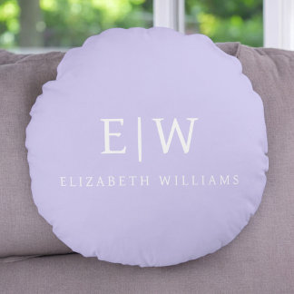 Elegant Professional Simple Monogram Minimalist Round Cushion