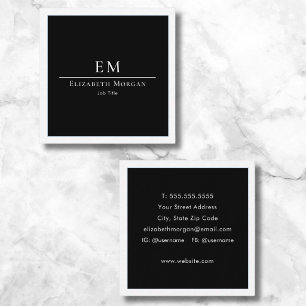 Elegant Professional Simple Monogram Minimalist Square Business Card