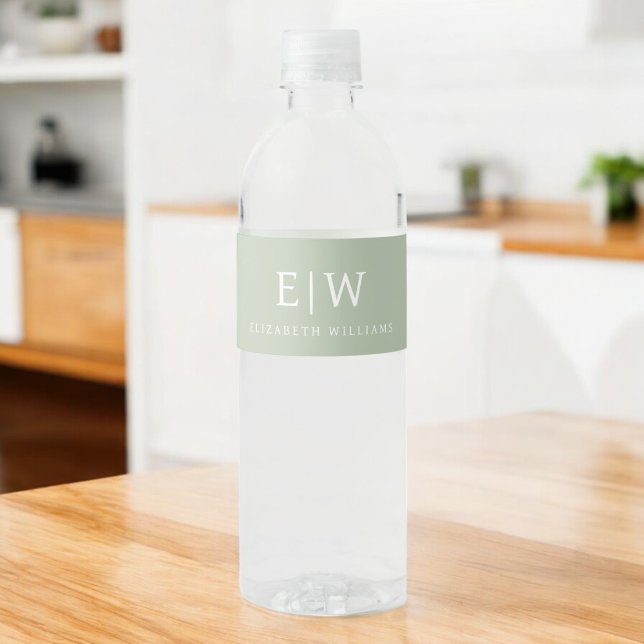 Elegant Professional Simple Monogram Minimalist Water Bottle Label (Creator Uploaded)