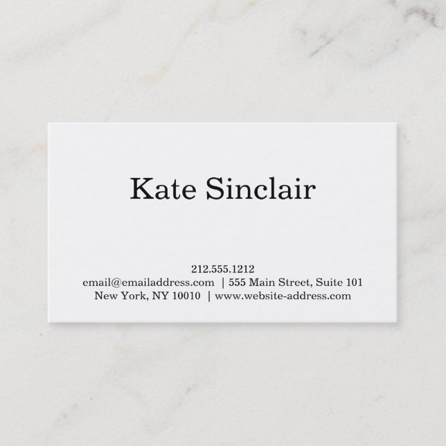 Elegant Professional Simple Plain Black & White Business Card (Front)
