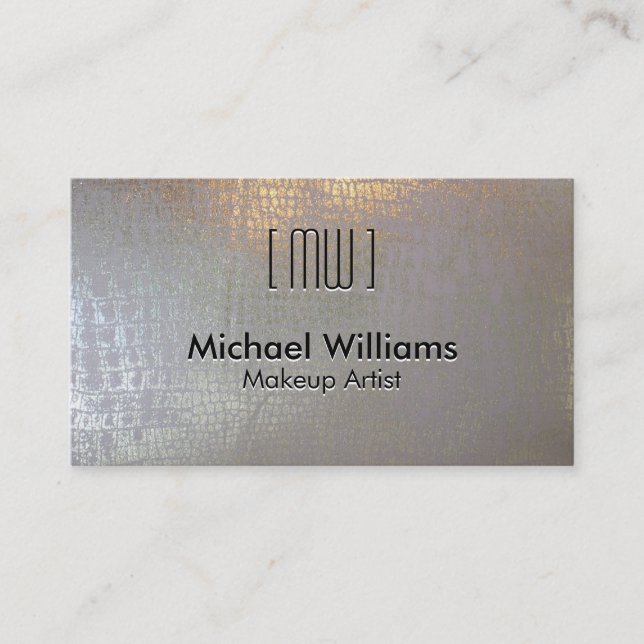 Elegant Professional Skin Crocodile Reptile Silver Business Card (Front)