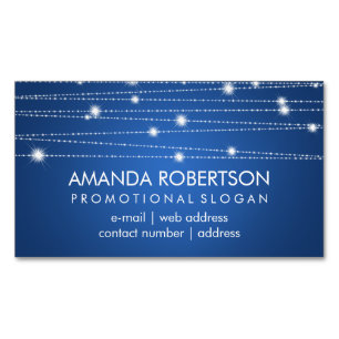 Elegant Professional Sparkling Lines Blue Magnetic Business Card