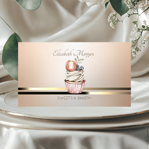Elegant Professional Stripes,Cupcake Business Card