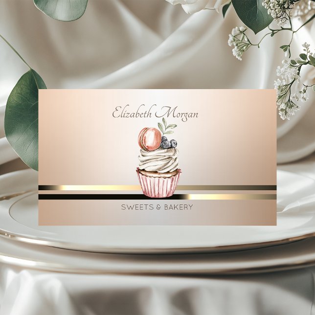 Elegant Professional Stripes,Cupcake Business Card (Creator Uploaded)