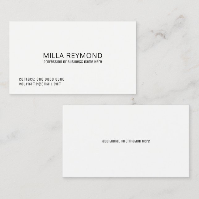 elegant professional white basic business card (Front/Back)