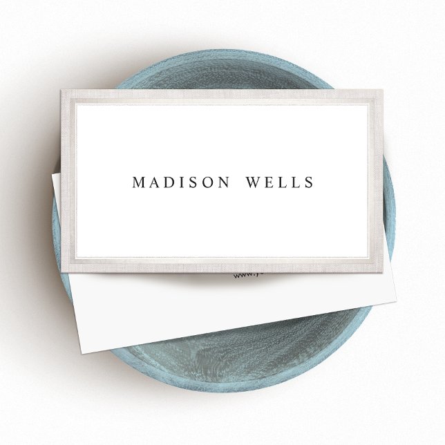 Elegant Professional White with Silver Border Business Card (Creator Uploaded)
