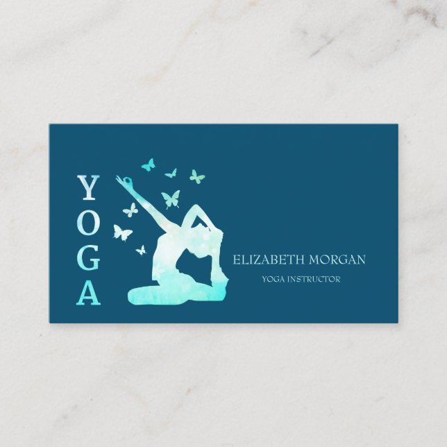 Elegant Professional Women Silhouette Yoga Business Card (Front)