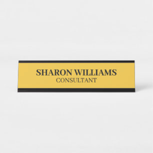 Elegant Professional Yellow Minimalist Desk Name Plate