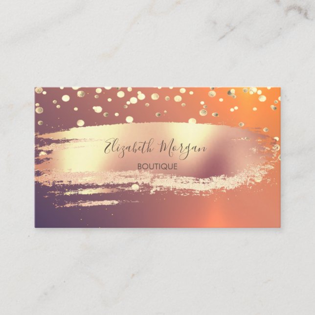 Elegant Professsional,Gold Confetti, Brush Stroke Business Card (Front)