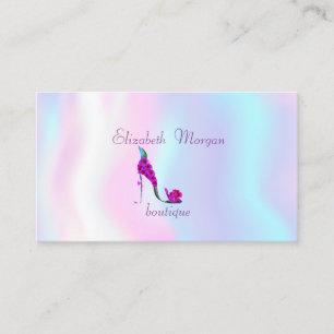 Elegant Proffesional Floral High Heels,Holographic Business Card