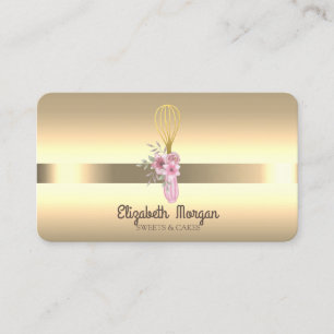 Elegant Proffesional Gold Whisk Flowers Business Card
