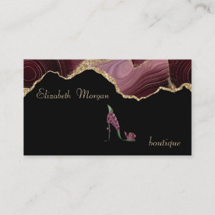 Elegant Proffesional High Heels Burgundy Agate Business Card