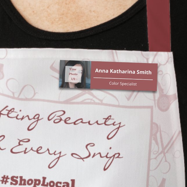 Elegant Profile Image Expertise Name Tag (Elegant Profile Image Expertise Name Tag, Smoky Topaz & White)