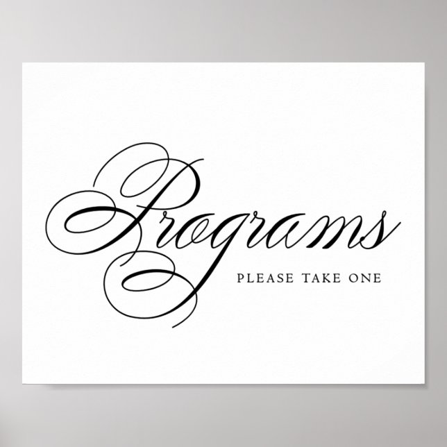 Elegant Programs Black Script | Horizontal Table Poster (Front)