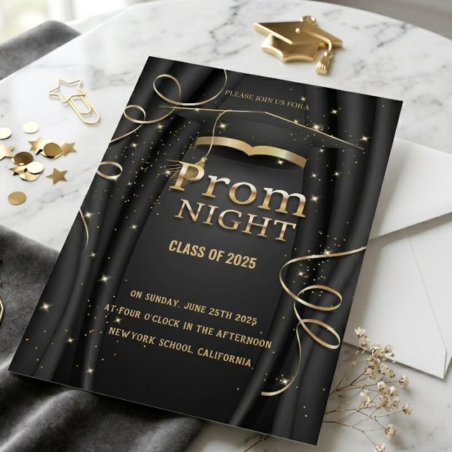 Elegant Prom Night Class of 2025 Invitation | Gold (Creator Uploaded)