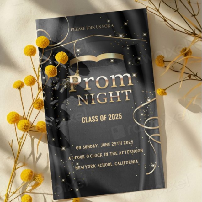 Elegant Prom Night Class of 2025 Invitation | Gold (Creator Uploaded)