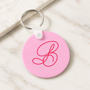 Elegant Promotional Logo Monogram Initial Pink Key Ring