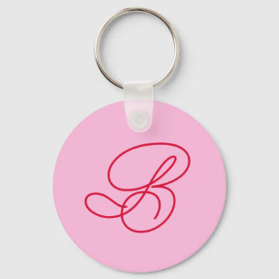 Elegant Promotional Logo Monogram Initial Pink Key Ring