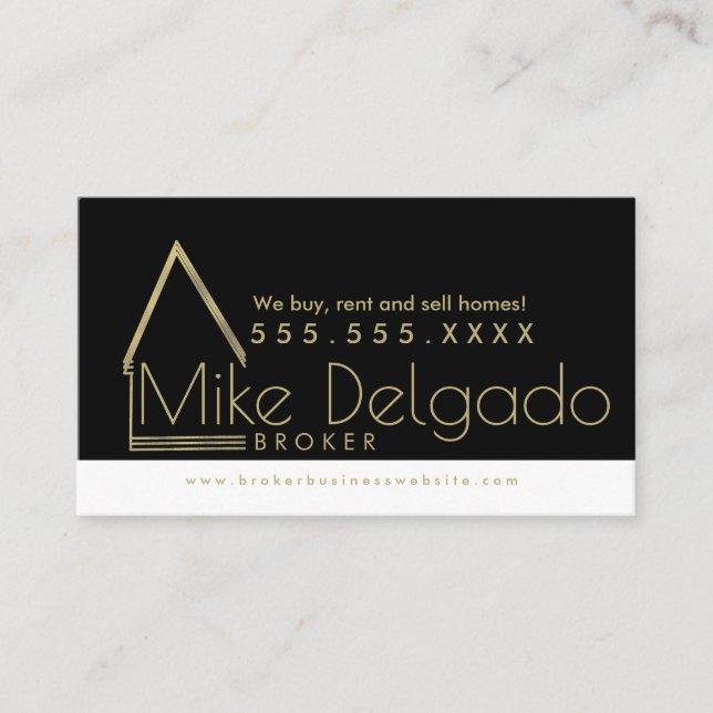 Elegant Property Manager Home Sales Broker   Business Card (Front)