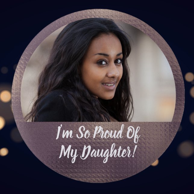 Elegant Proud Parent Graduation Photo 6 Cm Round Badge (Photo graduation button.)