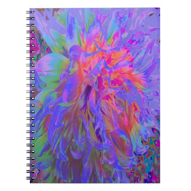 Elegant Psychedelic Decorative Dahlia Flower Notebook (Front)