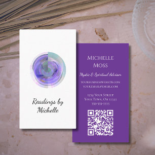 Elegant Psychic Modern Moon Crystal Ball Purple Business Card