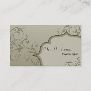Elegant Psychologist Business Card - Green Swirls