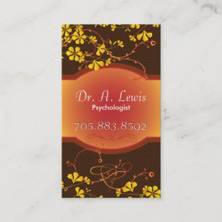 Elegant Psychologist Business Card - Orange Floral