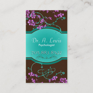 Elegant Psychologist Business Card - Teal Floral