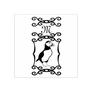 Elegant Puffin in a French Iron Frame Rubber Stamp
