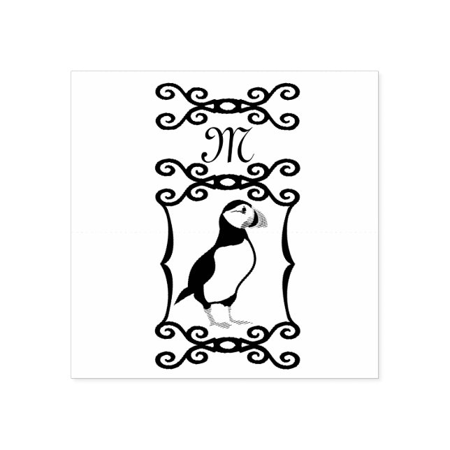Elegant Puffin in a French Iron Frame Rubber Stamp (Imprint)