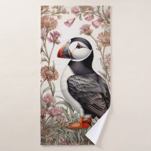 Elegant Puffin William Morris Inspired Floral Bath Towel