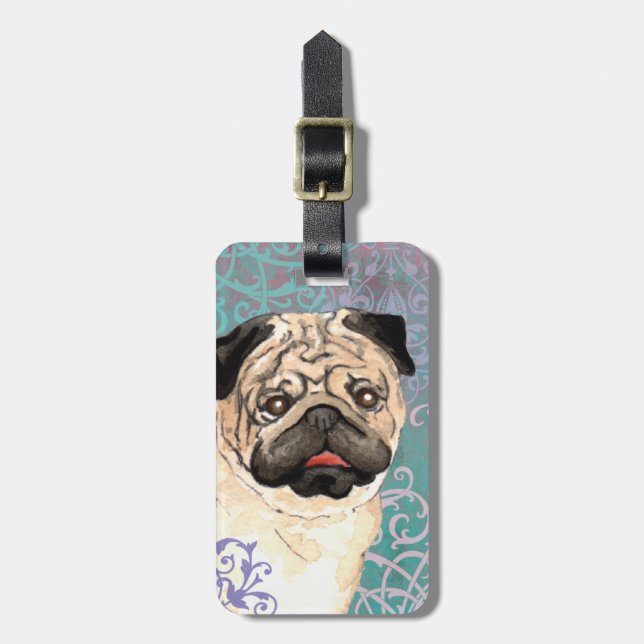 Elegant Pug Luggage Tag (Front Vertical)